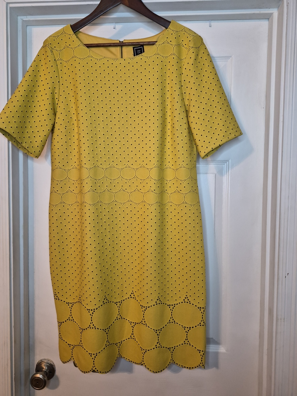 RMLL Gold Black Eyelet Shift Dress 16 NWT